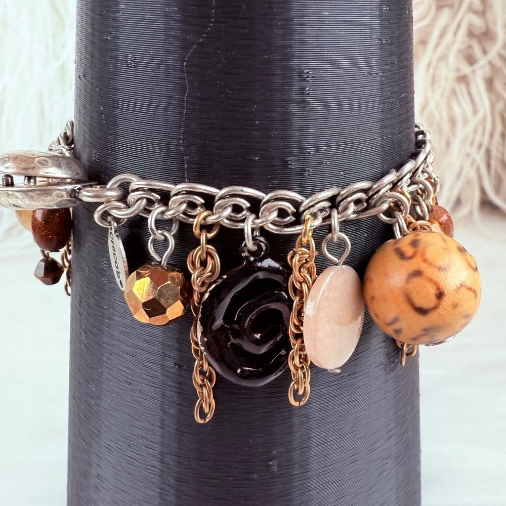 Chico's bohemian chic Silvertone and Goldtone Multi Charm Bracelet